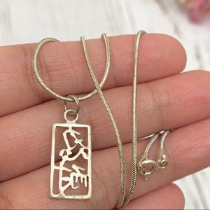 MWS Italy 925 Signed Chinese Pendant Necklace